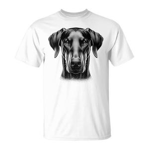 Camiseta con diseño de cabeza de Doberman y orejas caídas, ropa promocional - Product Image 1