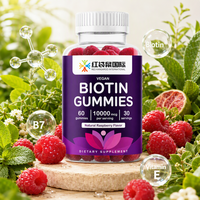 Permen Vegan Biotin 10000 Mcg Rasa Raspberry OEM Label Pribadi Kustom Suplemen Kelas 100000 Pabrik Bersih 60 Permen