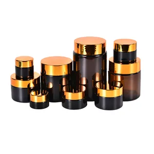 Wholesale 5g 10g 15g 20g 30g 50g 60g 100g 120g 240g Lid with Amber Glass Jar Cosmetics Empty Body Face Cream Glass Jar