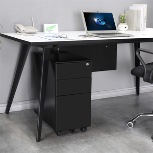 Minimalist Black 3 <b>Drawer</b> Metal <b>Filing</b> Cabinet With Key Lock For Home Office Use - Product Image 2