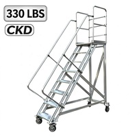 Plateforme roulante industrielle L1+ pour acheteurs, antidérapante, large, en aluminium, avec garde-corps, capacité 330 lbs, portable et pliable pour extérieur