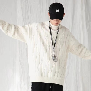 Suéter de <span class=keywords><strong>cuello</strong></span> semialto para <span class=keywords><strong>hombre</strong></span>, versión gruesa de invierno del interior japonés suelto con tejido de invierno Lazy Senior - Product Image 3