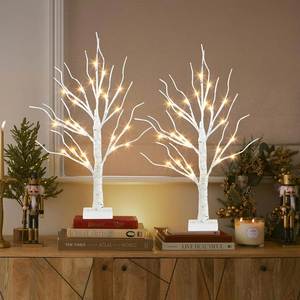 Indoor Christmas LED Birch Tree Lights with Warm White Fairy <b>Battery</b> Powered Timer Curtains & Valances Decorations - Product Image 2
