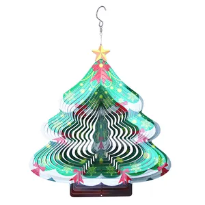 Christmas Tree Wind Chime Pendant 3d Stainless Steel Wind Spinner Personalized Christmas Aesthetic Teen Room Hanging Ornament