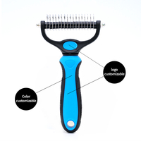Propre le brevet Cat & Dog Double face démêlage et démêlage des cheveux sous-couche râteau peigne outil brosse de toilettage pour animaux de compagnie