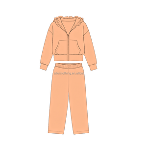 Conjunto de Chaqueta y Pantalones de Yoga para Niñas al por Mayor, con Capucha con Volantes, Manga Larga, y Pantalones con Cintura Elástica para Otoño/Invierno, Color Personalizado - Product Image 2