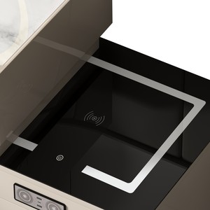 <span class=keywords><strong>Table</strong></span> de maquillage extensible intelligente moderne avec station de charge sans fil, verrouillage par empreinte digitale, miroir éclairé par LED, bureau de vanité pour salon - Product Image 4