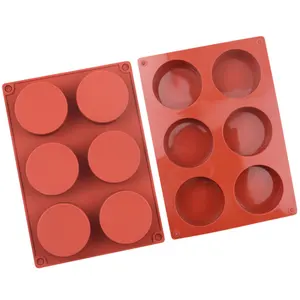 BPA Free 6 Cavity Silikon-Keks formen Runde Zylinder Schokoladen deckel form