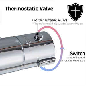 Robinet de douche thermostatique 150 mm, monocommande, cartouche céramique, jet pluie, tête ronde G34G12, débit 3,5-4,9 GPM - Product Image 5