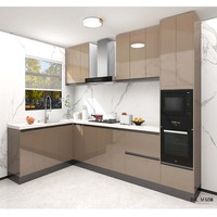 Balancier de cuisine en forme de u, armoire de cuisine modulaire, bon marché, blanc et gris