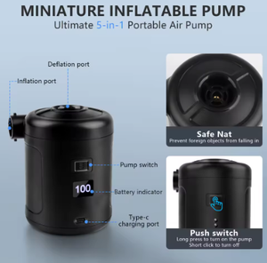 <span class=keywords><strong>Pompe</strong></span> à batterie compacte pour matelas pneumatique, gonfleur et dégonfleur rapide pour lits pneumatiques, bouées de natation, meubles gonflables, jouets aquatiques - Product Image 5