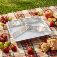 Barquette en aluminium à 3 compartiments pour plats à emporter, conteneur alimentaire rapide en feuille d'aluminium, boîte de service pour buffet et pique-nique avec couvercle – Vente chaude