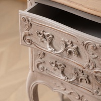 Commode à tiroirs sculptée à la main, style français, en bois massif vieilli, pour salon de villa, vente en gros directe usine