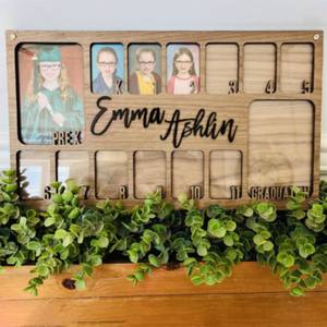 Wooden School Year Photo <b>Frame</b> Rectangular Embossing Printing Handmade Preschool To Graduation Photo Display - Product Image 2