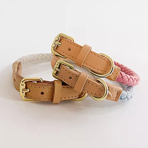 Commercio all'ingrosso di lusso stile Custom intrecciato intrecciato <span class=keywords><strong>in</strong></span> pelle riciclata collare rotondo cane <span class=keywords><strong>per</strong></span> gli animali domestici che camminano di formazione - Product Image 5