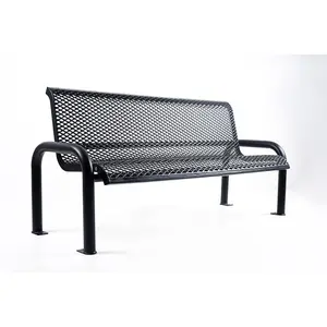 室外公园强力钢长凳座椅外金属外部座椅长凳公共花园庭院长铁椅子长凳