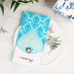 Tarjeta de invitación de estilo europeo con diseño hueco, cortada con láser y adornada con perlas, rectangular, de alta gama, con páginas interiores imprimibles. - Product Image 5