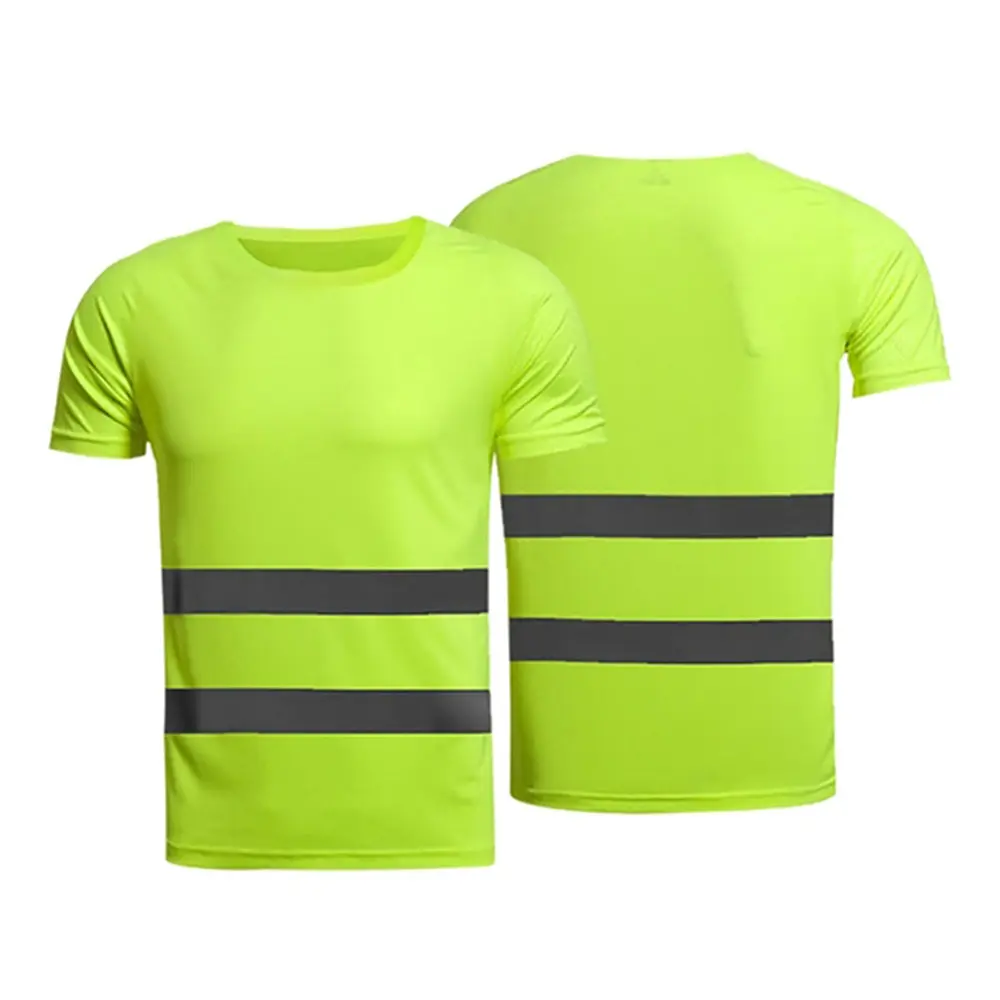メンズデザイン高視認性ライムグリーン安全Tシャツ反射シャツ