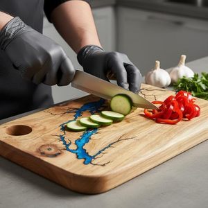 Juego de tablas de cortar de bambú ecológicas con ranura para jugos, perfecto para tareas de preparación de alimentos en la cocina, disponible para la venta. - Product Image 3