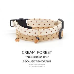 Lindo Simple ligero gato pequeño perro mascota <span class=keywords><strong>collar</strong></span> lunares estampado Floral <span class=keywords><strong>Collar</strong></span> liberación rápida hebilla de Seguridad cintas poliéster - Product Image 2