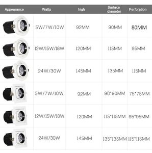 Foco Led moderno para pasillo, cabezal móvil de techo, montaje empotrado, color negro, a buen precio - Product Image 5