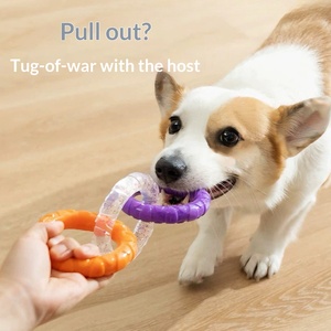 Jouet interactif pour chien à deux tons, anneau de traction durable en caoutchouc TPR, anneau à mâcher pour chien, jouet d'entraînement pour tirer la corde pour chiens de taille moyenne à grande - Product Image 2