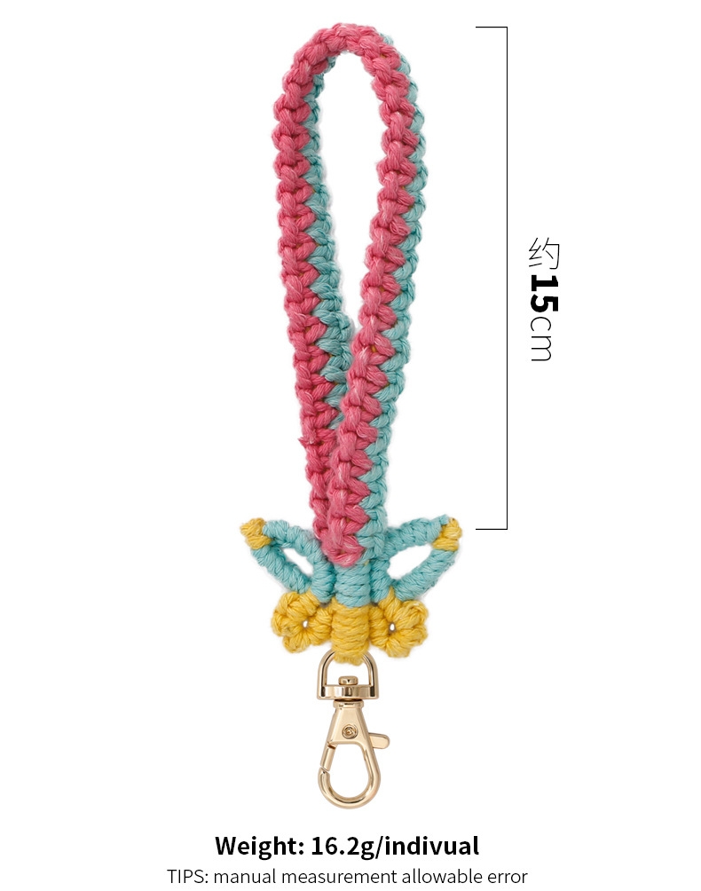 Boho Macrame Keychain Wristlet - Handwoven Cotton, Lobster Clasp, 7.9" Long, Wrist Lanyard For Keys
