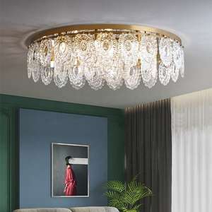 Nueva llegada de lujo romántico oro moderno salón comedor cristal flor arte francés retro lámpara de techo - Product Image 1