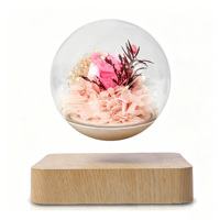 Lámpara Decorativa de Mesa con Flores, Romántica, para el Día de la Madre, Rosa Eterna, Lámpara LED Magnética Levitante, Flor Preservada Pequeña