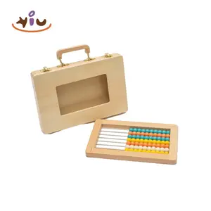 KIU珠算盘盒幼儿数学玩具计数珠迷你彩色珠算盘儿童木算盘