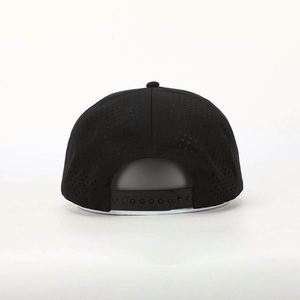 Casquette Snapback Hip-Hop Noire Personnalisée à 5 Panneaux avec Logo Brodé, Casquette de Sport à Visière Plate avec Trous Découpés au Laser, Vente en Gros - Product Image 5