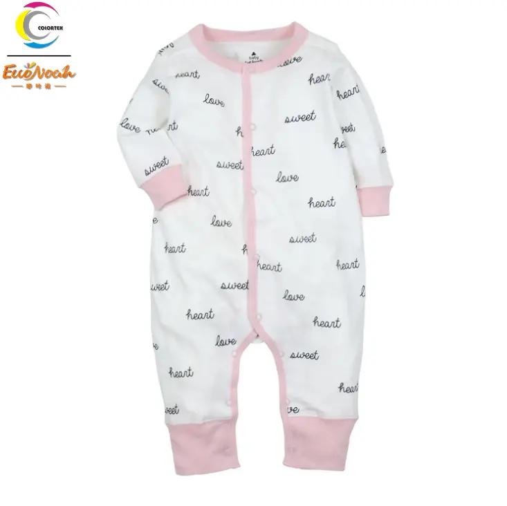 Orgânica do bebê pijamas 100% algodão de manga comprida sleepsuit com a cor rosa para o menino e meninas recém-nascidas estilo quente por atacado desgaste