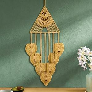 <span class=keywords><strong>Tapiz</strong></span> de Algodón Tejido a Mano, Atrapasueños, Estilo Bohemio Nórdico, Forma de Hoja, Decoración de Pared para Casa de Huéspedes - Product Image 2
