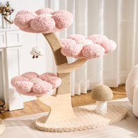 Arbre à chat de luxe personnalisable avec design floral, en bois et sisal écologiques, résistant à l'usure et aux rayures, produit pour animaux de compagnie