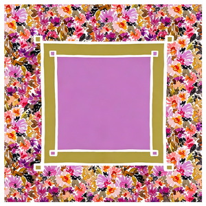 Artistieke paarse Amerikaanse Mahjongmat met levendige bloemenrandprint, antislip viltmat, op maat gemaakt, groothandel - Product Image 1