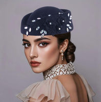 Chapeau de mariage à fleurs, foulard en feutre, chapeau Auto Gele, turban pour femme, accessoires de tête africains, chapeaux de fête