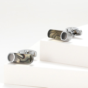 Boutons de manchette en laiton émaillé rectangulaires vintage français pour chemise d'homme, boutons de manchette décontractés pour chemise d'affaires pour homme - Product Image 1