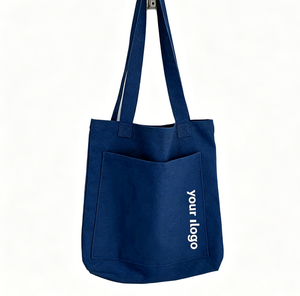 Custom Cotton Daily Tote Beach <b>Bag</b> for Woman Personalized Grocery Shopper <b>Bags</b> With Pocket - Product Image 1