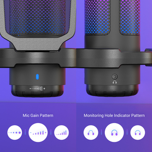 Microphone professionnel à condensateur 192kHz/24bit pour gaming avec éclairage RGB - Product Image 5