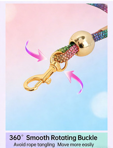 Laisse de luxe scintillante en strass pour petits chiens, laisse pour animaux de compagnie entièrement ornée de diamants pour mariage, fête, séance photo, boutique - Product Image 4