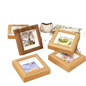 Ensemble de mini cadres photo carrés faits à la main en MDF, avec support de table vertical, impression UV, décoration intérieure, cadres photo rustiques pour enfants - Product Image 3