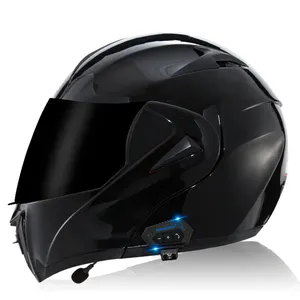 Factory hot sale wireless bright black tea mirror motorcycle helmet manufactures full face motorcycle