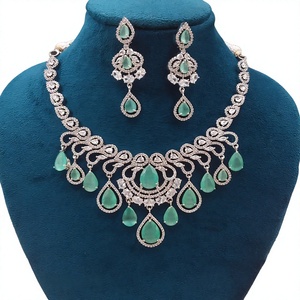 Elegant Silver Plated Alloy Necklace and Earring Set with Green Crystal Pear <b>Cut</b> <b>Stones</b> Classic Wedding Jewelry <b>for</b> Women - Product Image 3