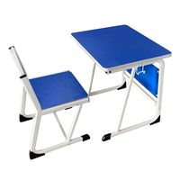 Ensemble Chaise et Table d'École Traditionnels Durables à Hauteur Fixe, avec Cadre Métallique Robuste, Table d'Étude et Support Livre, Économique pour Salle de Classe