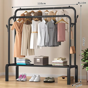Séchoir à linge pliant du sol au plafond pour chambre à coucher, portant vêtements, simple, pour intérieur et balcon, avec rangement intégré - Product Image 2