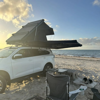 Tente de toit triangulaire DruneknXp de 145 cm de largeur, coins en aluminium, éclairage LED complet, tente de toit pour voiture de camping