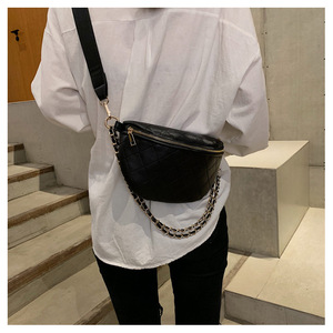 Bolsa de Cintura Feminina de Couro PU Personalizada de Alta Qualidade, Bolsa de Peito de Couro Preto, Bolsa Transversal de Designer Luxuosa - Product Image 5