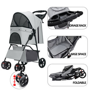 Toptan özel Logo katlanabilir nefes seyahat taşınabilir kedi köpek evcil hayvan arabası - Product Image 2