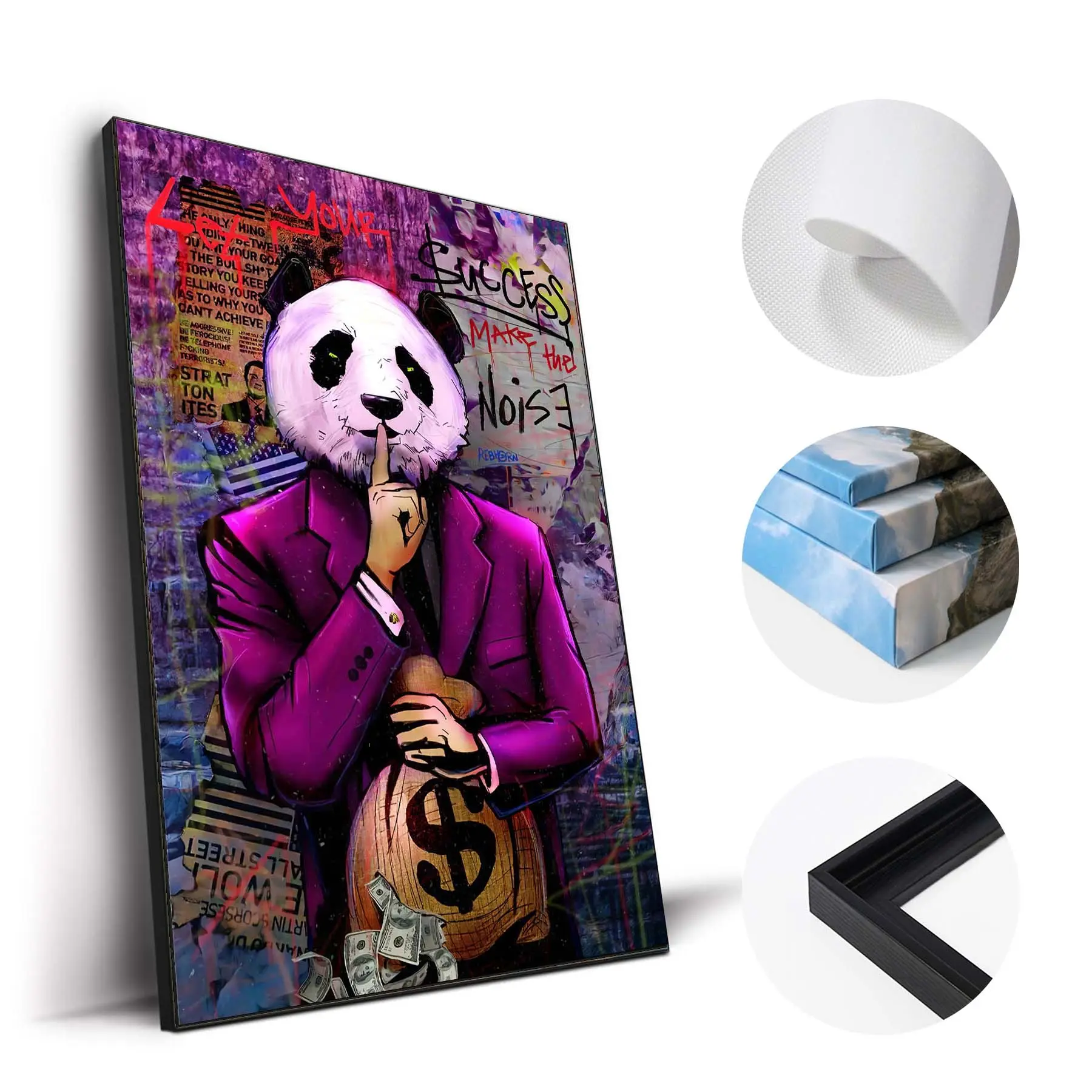 Motivations plakat Monopoly Panda Malerei Leinwand Wand kunst <span class=keywords><strong>Drucke</strong></span> für Büro Dekor