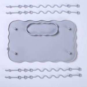 Juego de vajilla de silicona para bebés con ventosa, divisor de alimentos resistente a caídas con mantel individual con cordón, diseño moderno y sencillo - Product Image 3